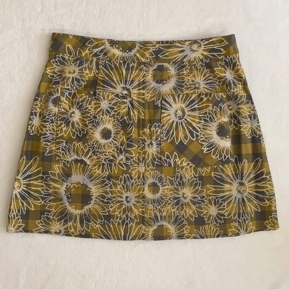Urban Outfitters | Boho Dark Academia Pleated Plaid Floral Mini Wrap Front Skirt - Picture 12 of 16